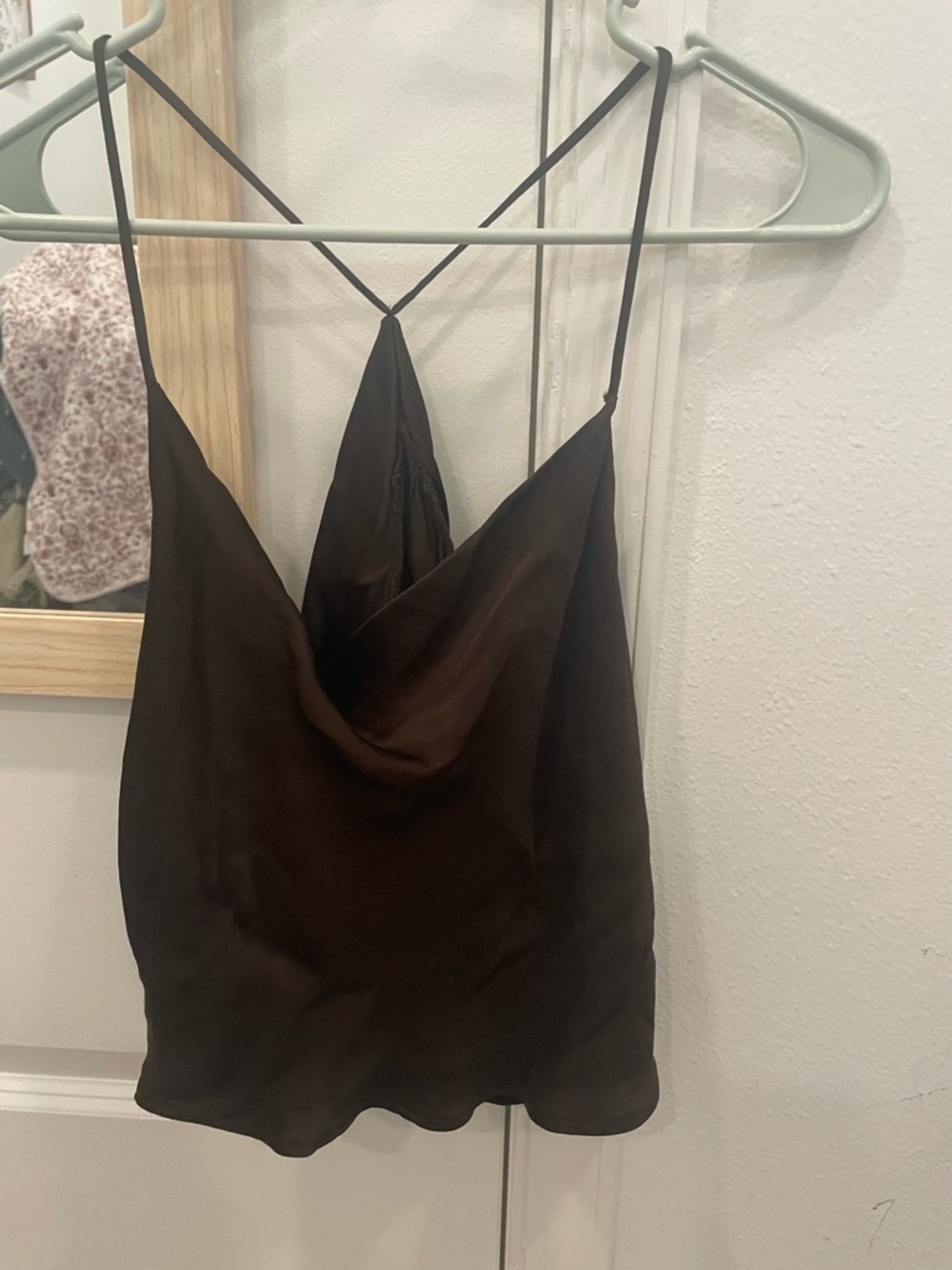 Zara Dark Brown Satin Cowl Neck Camisole